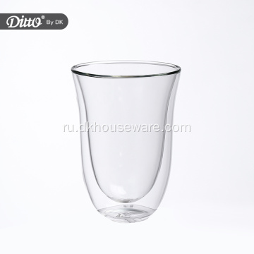 Индивидуальная стеклянная чашка с двойными стенками с логотипом